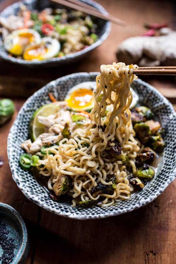 30 Minute Chicken Ramen with Miso Roasted Brussels Sprouts + Ginger Butter | halfbakedharvest.com @hbharvest