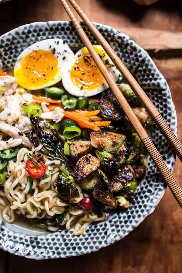 30 Minute Chicken Ramen with Miso Roasted Brussels Sprouts + Ginger Butter | halfbakedharvest.com @hbharvest