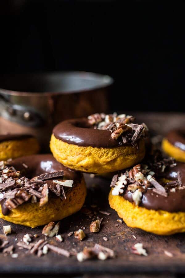 Baked Buttermilk Pumpkin Doughnuts with Hot Cocoa Glaze | halfbakedharvest.com @hbharvest
