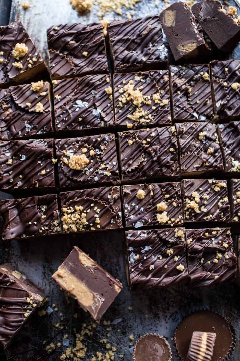Easy Peanut Butter Cup Fudge with Salted Bourbon Sugar | halfbakedharvest.com @hbharvest