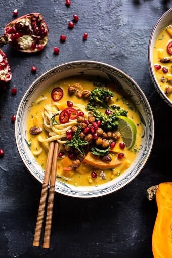 Thai Pumpkin Laksa with Crunchy “Fried” Chickpeas | halfbakedharvest.com @hbharvest