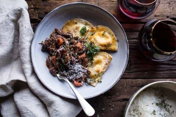 Crockpot Braised Red Wine Short Ribs with Cheddar Potato Perogies | halfbakedharvest.com @hbharvest