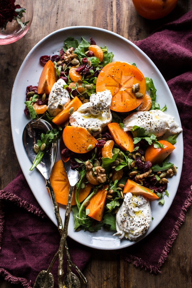 Harvest Cranberry, Persimmon and Burrata Salad | halfbakedharvest.com @hbharvest