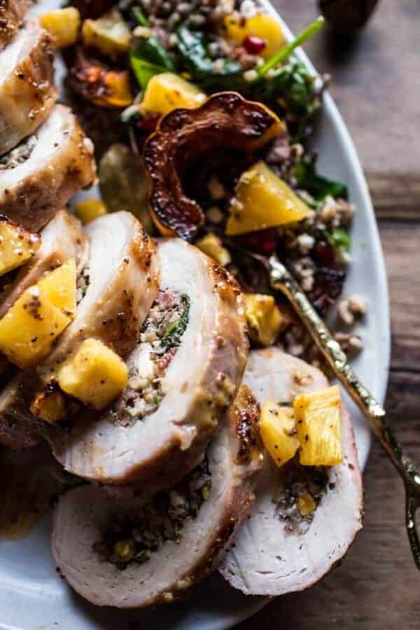 Pineapple Glazed Pork Roast with Bacon Wild Rice Stuffing | halfbakedharvest.com @hbharvest