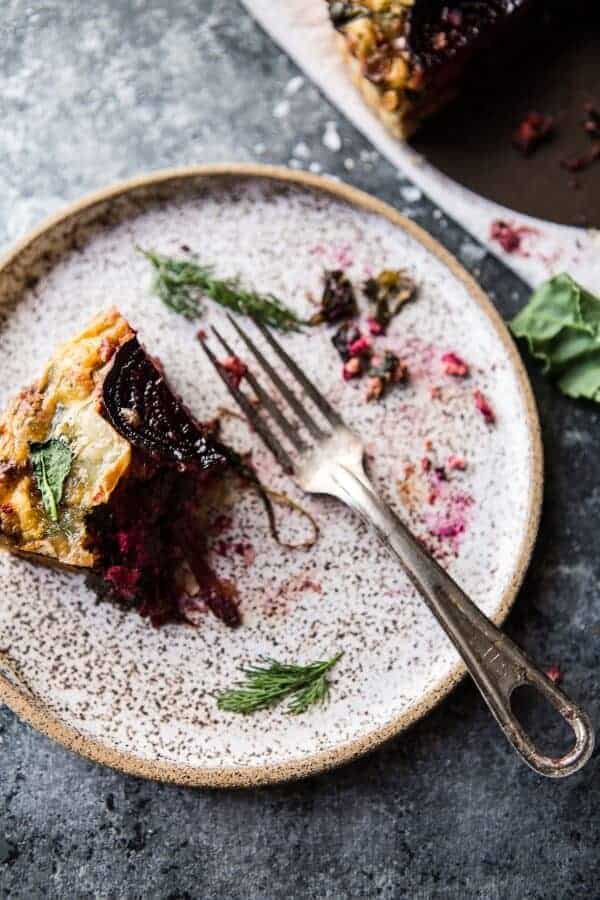 Roasted Beet, Baby Kale and Brie Quiche | halfbakedharvest.com @hbharvest
