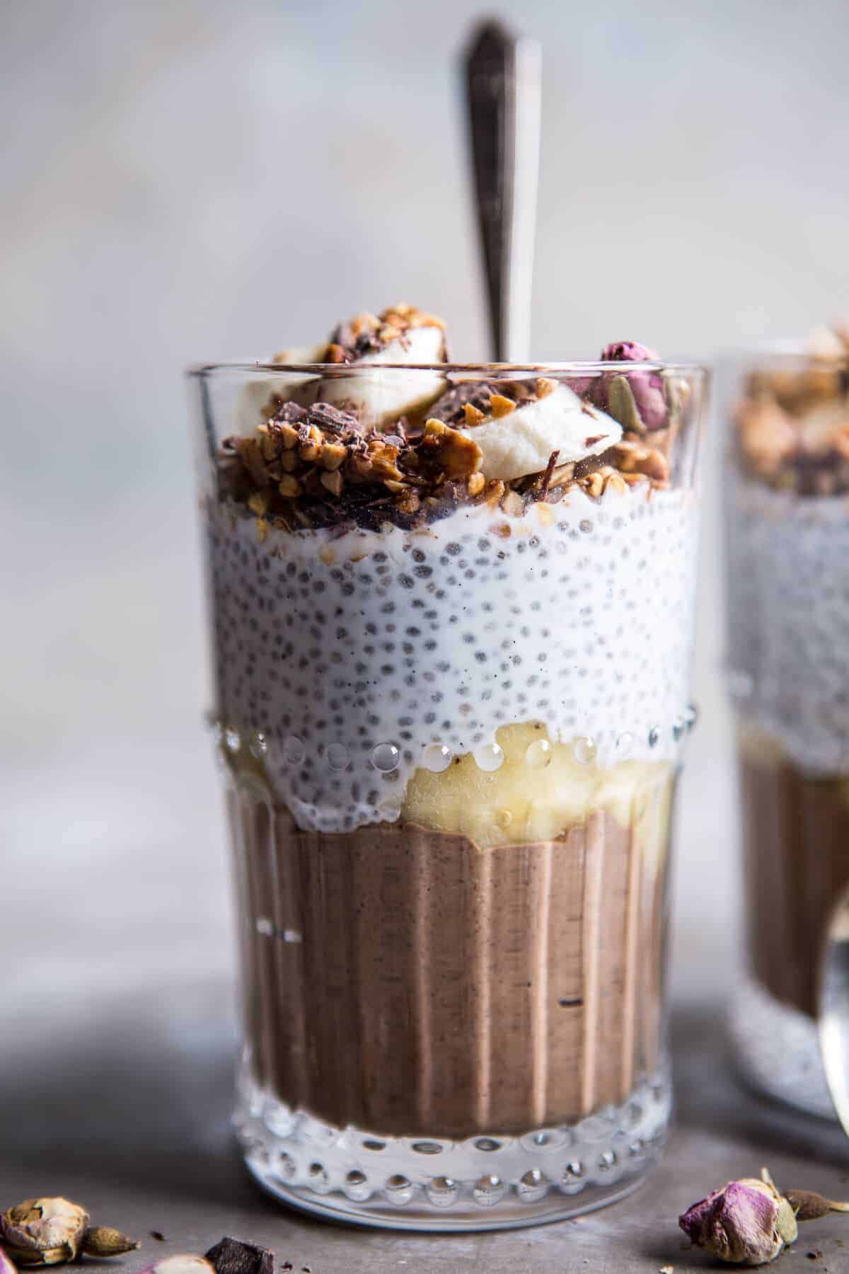 Banana and Chocolate Chia Cream Pie Parfaits | halfbakedharvest.com @hbharvest