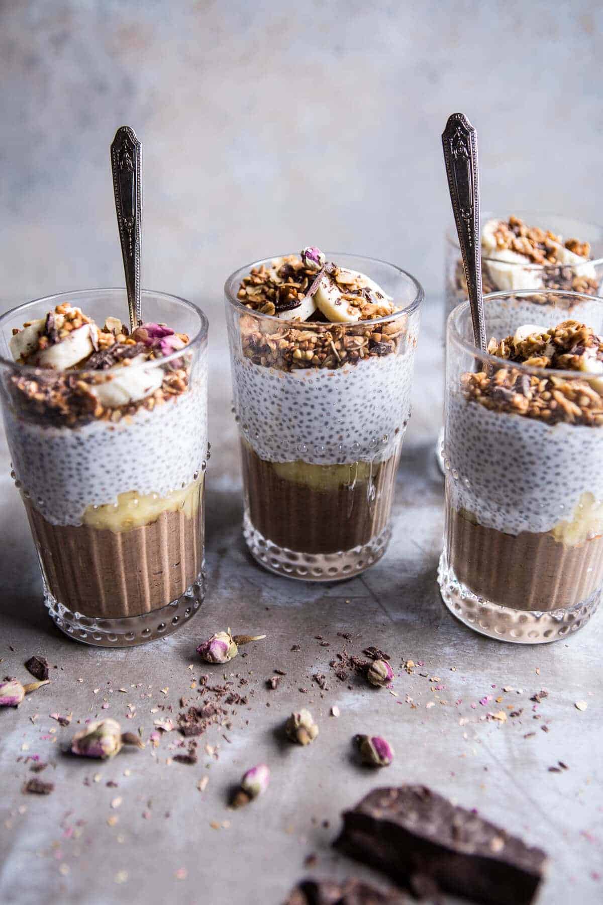 Banana and Chocolate Chia Cream Pie Parfaits | halfbakedharvest.com @hbharvest