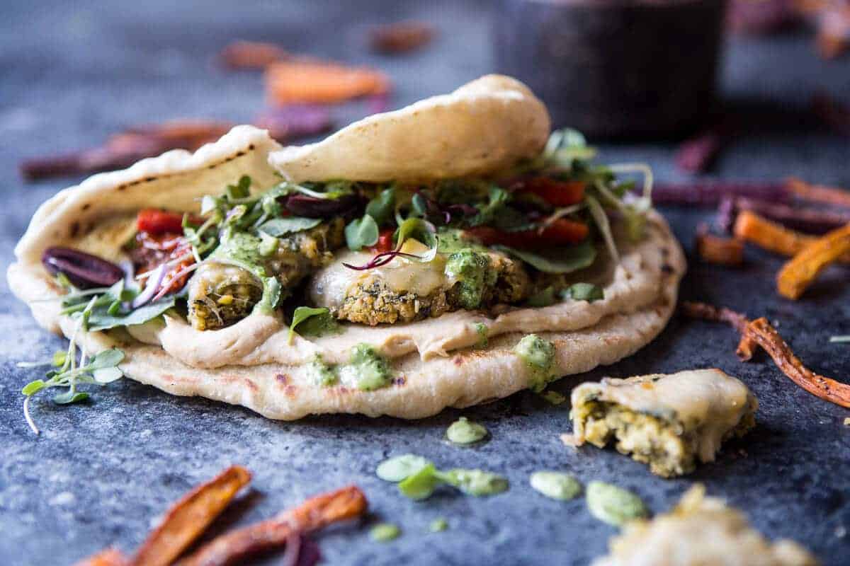 Greek Falafel Melts with Green Tahini Special Sauce | halfbakedharvest.com @hbharvest