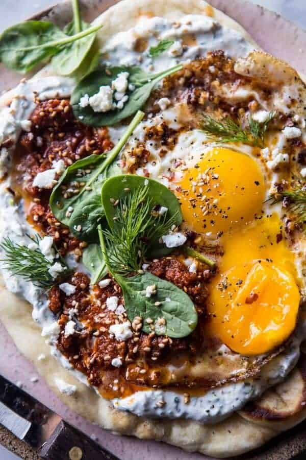 Turkish Fried Eggs in Herbed Yogurt | halfbakedharvest.com @hbharvest