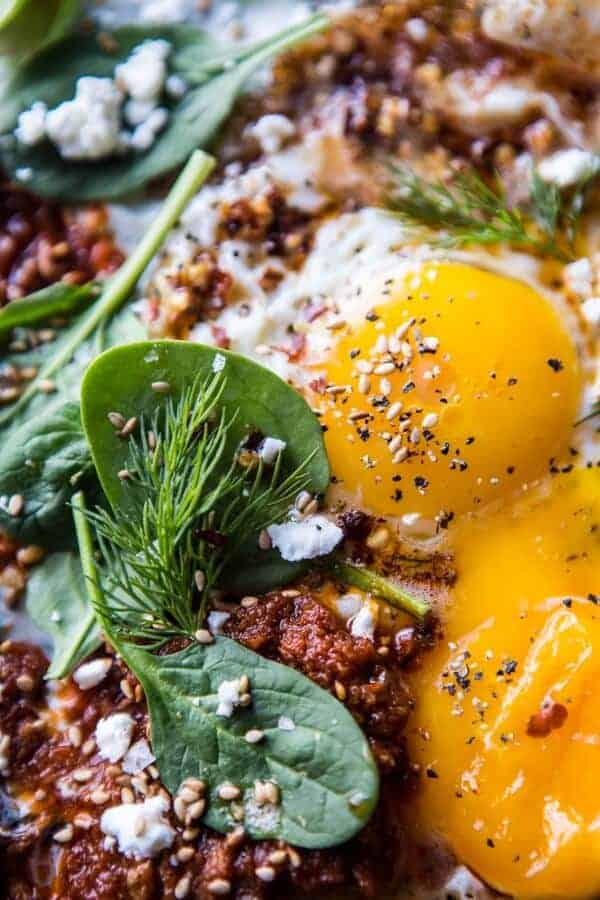 Turkish Fried Eggs in Herbed Yogurt | halfbakedharvest.com @hbharvest