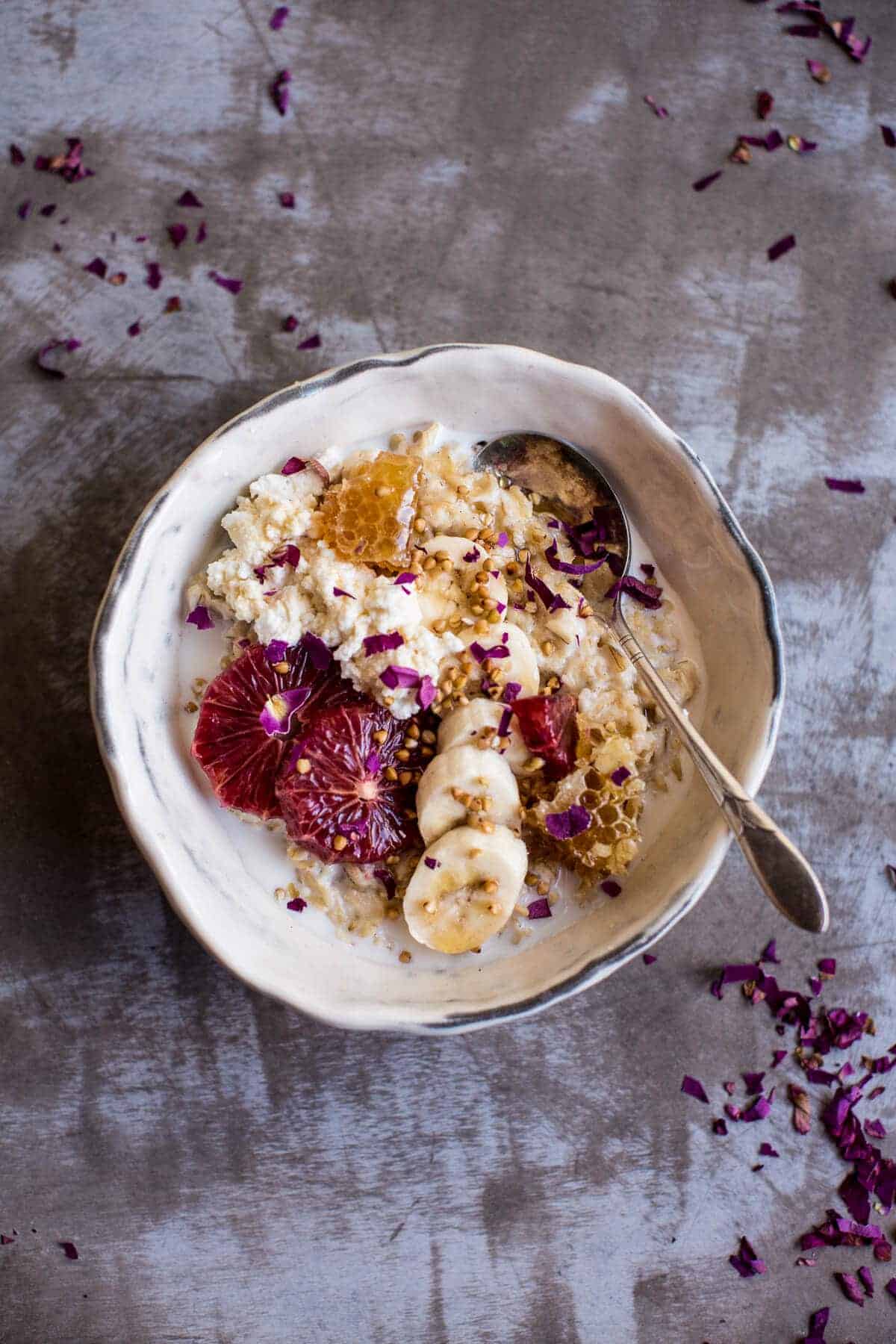 Banana Oatmeal with Ricotta, Honey, Orange and Toasted Buckwheat | halfbakedharvest.com @hbharvest