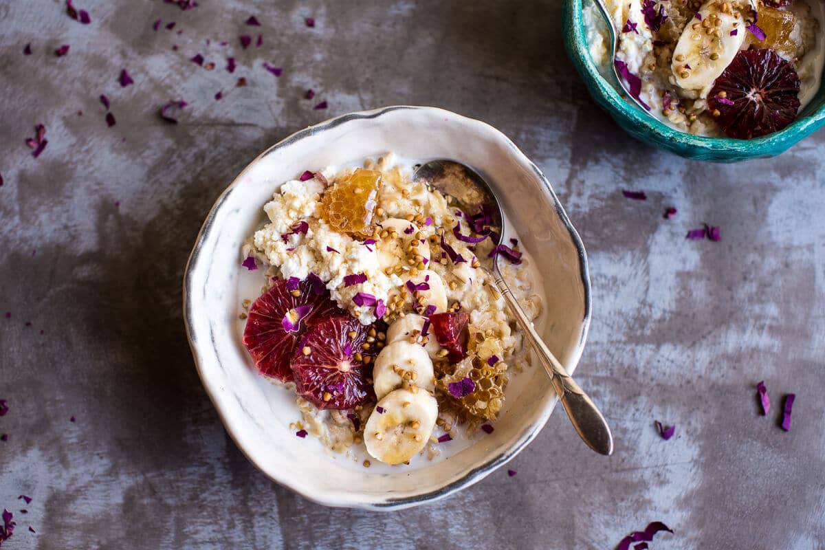 Banana Oatmeal with Ricotta, Honey, Orange and Toasted Buckwheat | halfbakedharvest.com @hbharvest