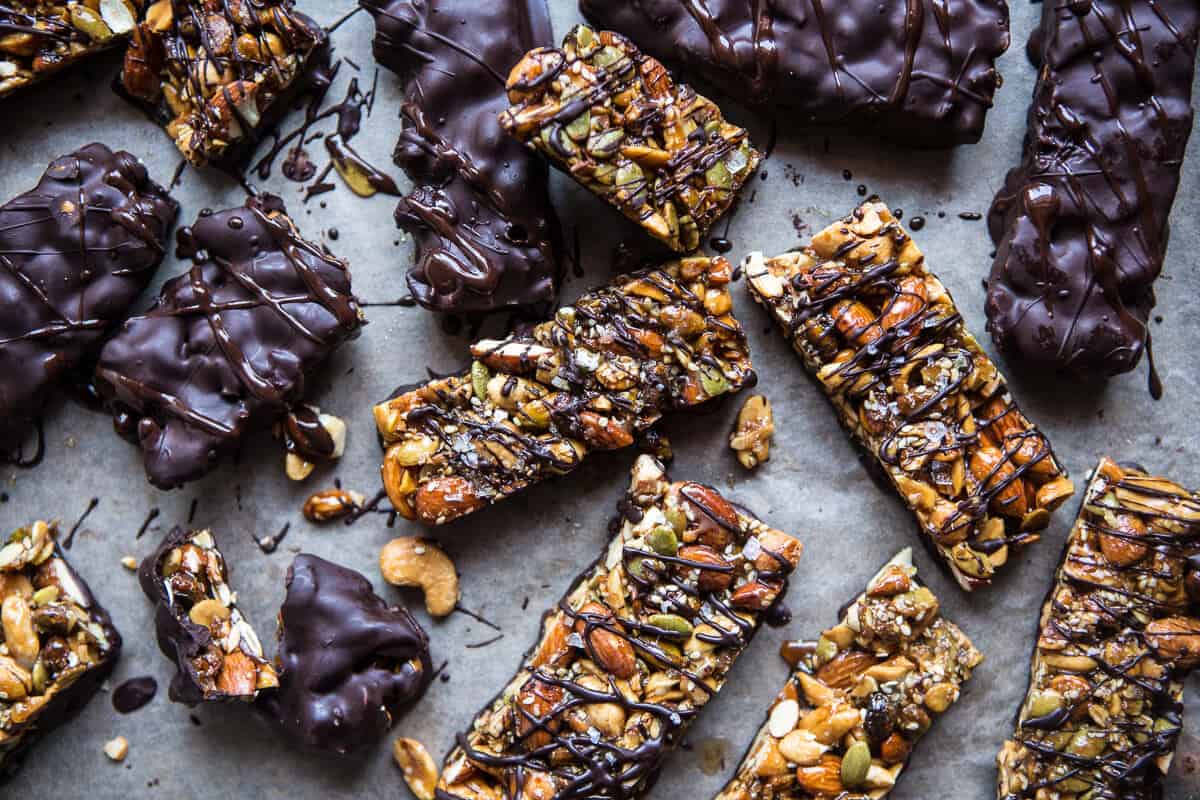 Chocolate Dunked Salted Honey Nut Bars | halfbakedharvest.com @hbharvest