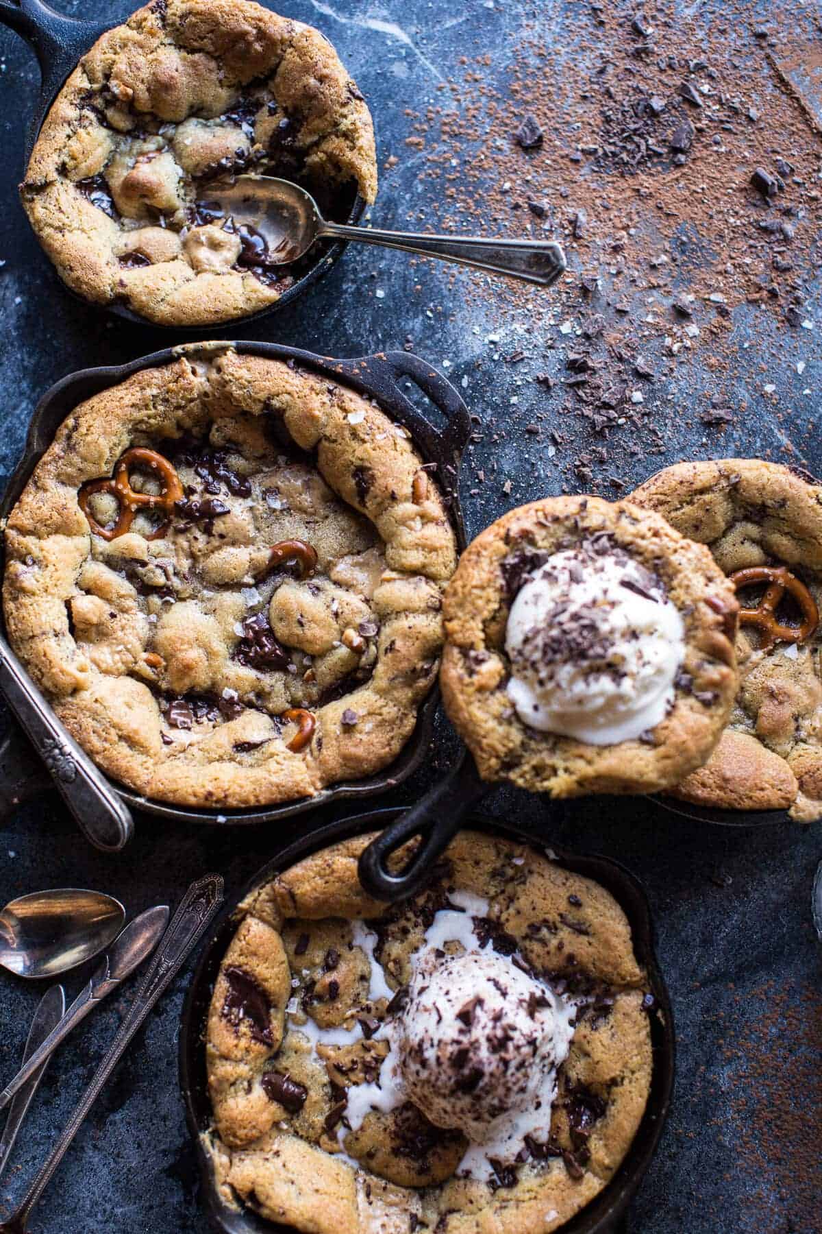 Secret Ingredient Peanut Butter Stuffed Chocolate Chip Skillet Cookie | halfbakedharvest.com @hbharvest