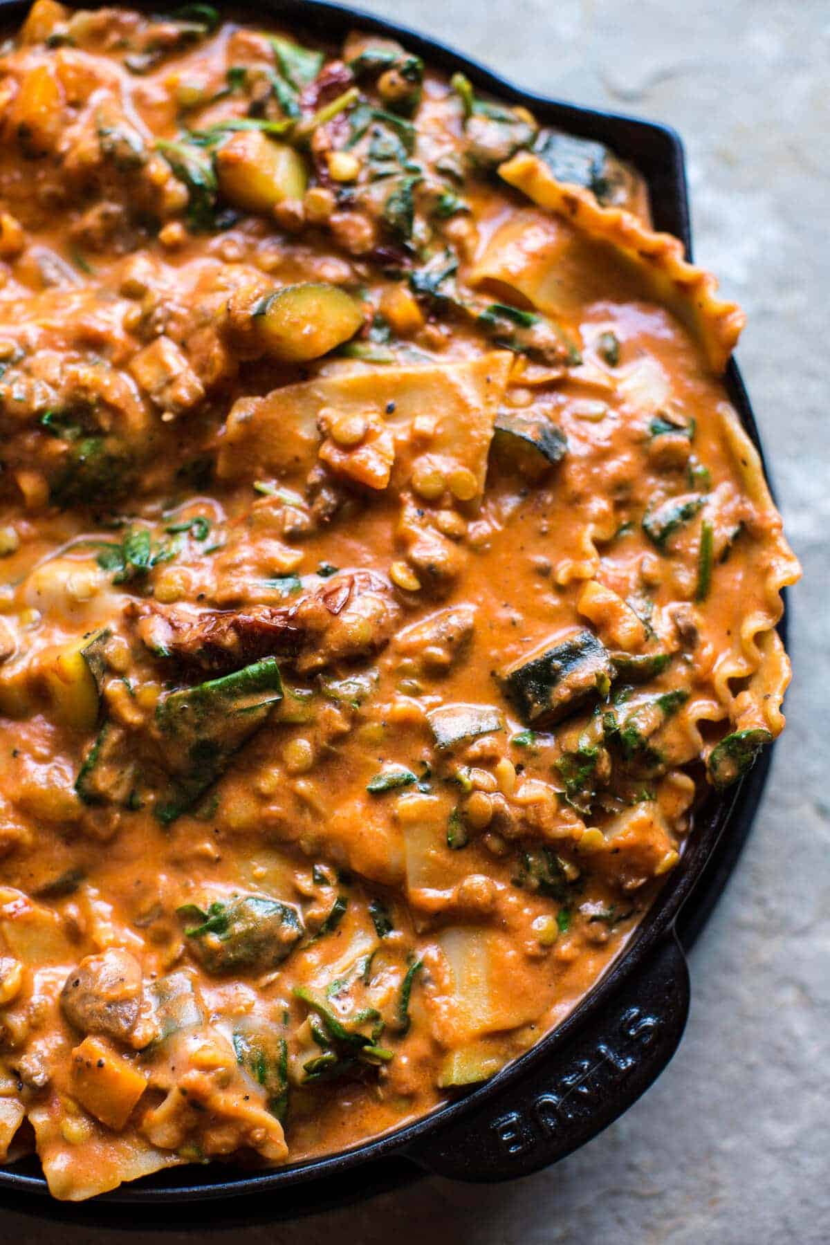 Simple Vegetarian Skillet Lasagna | halfbakedharvest.com @hbharvest