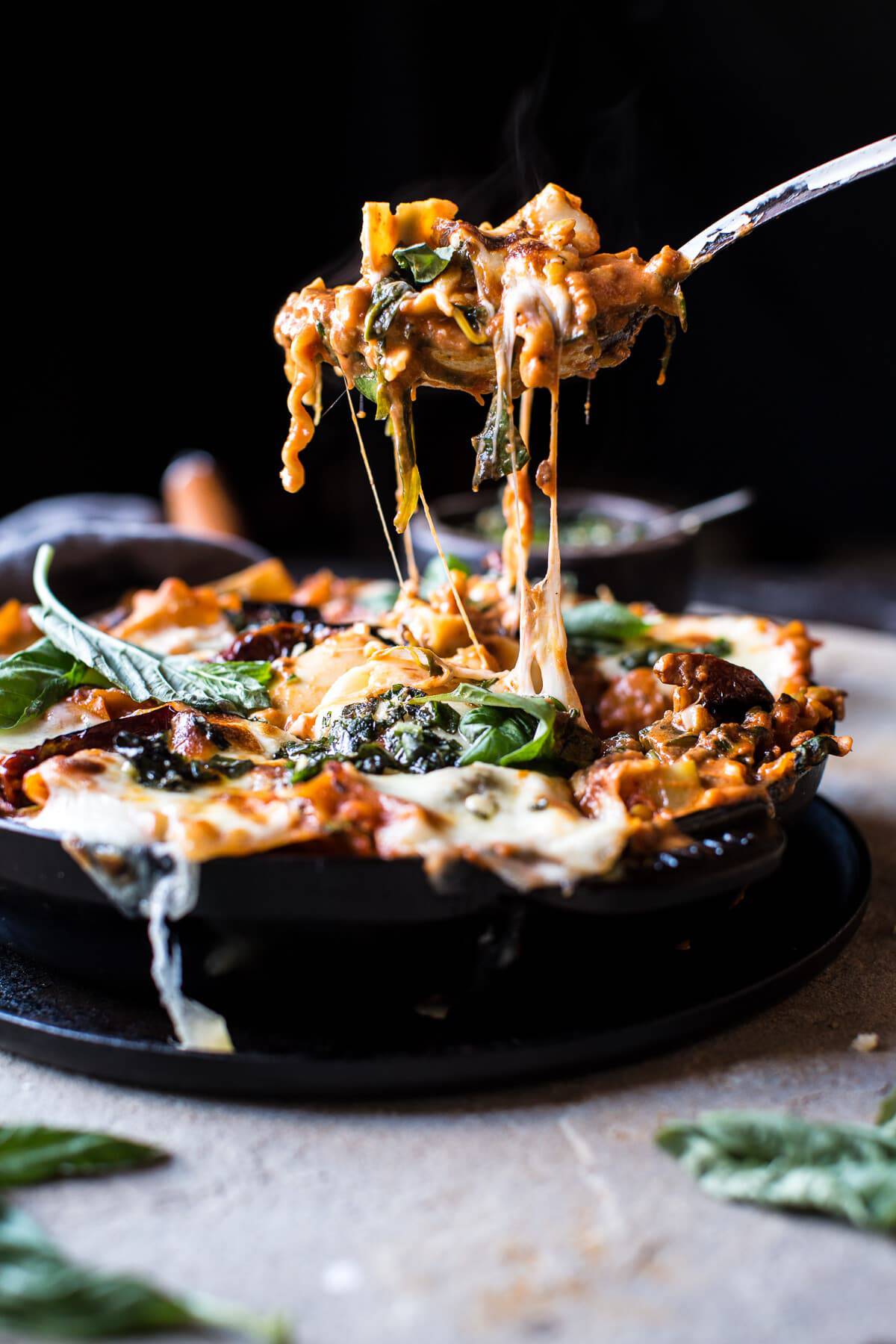 Simple Vegetarian Skillet Lasagna | halfbakedharvest.com @hbharvest