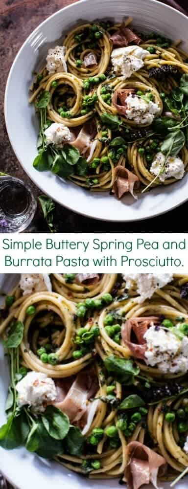 Simple Buttery Spring Pea and Burrata Pasta with Prosciutto | halfbakedharvest.com @hbharvest