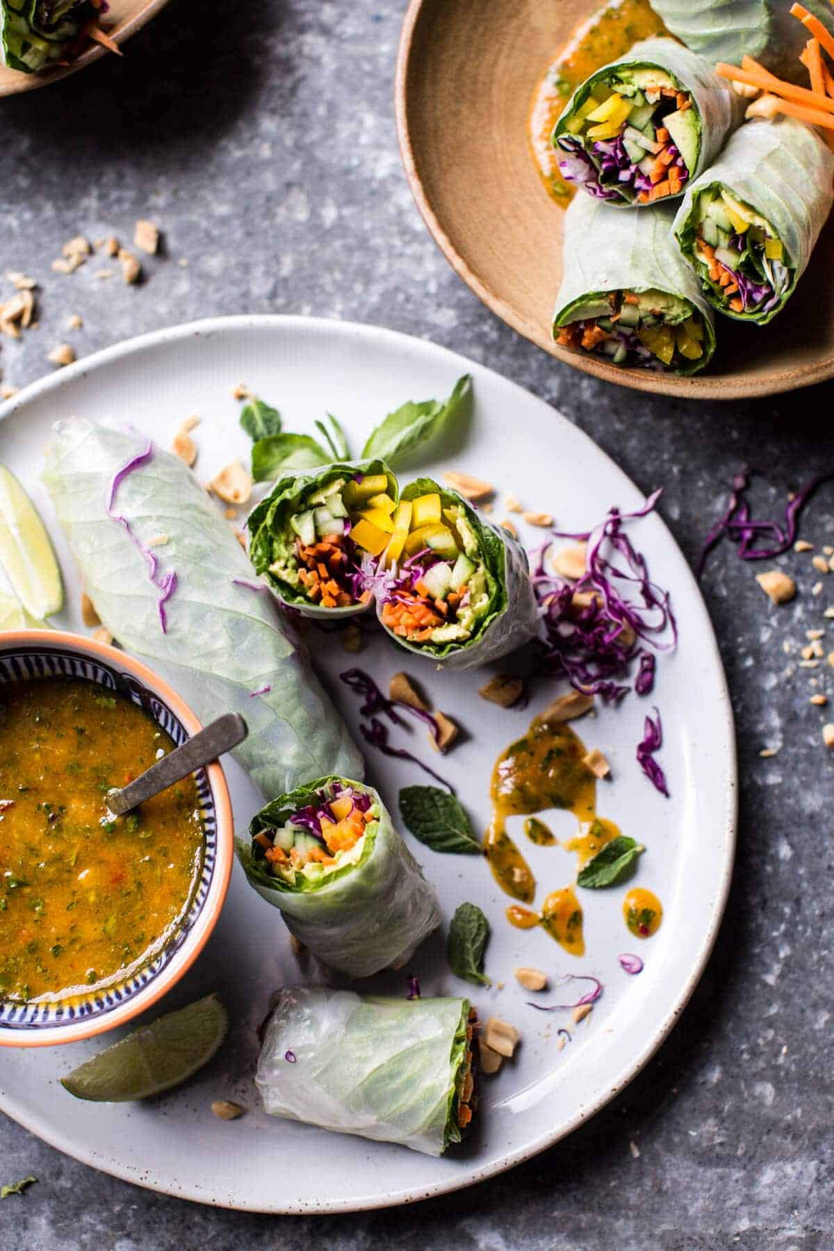 Avocado Veggie Spring Rolls with Sweet Thai Mango Sauce | halfbakedharvest.com @hbharvest