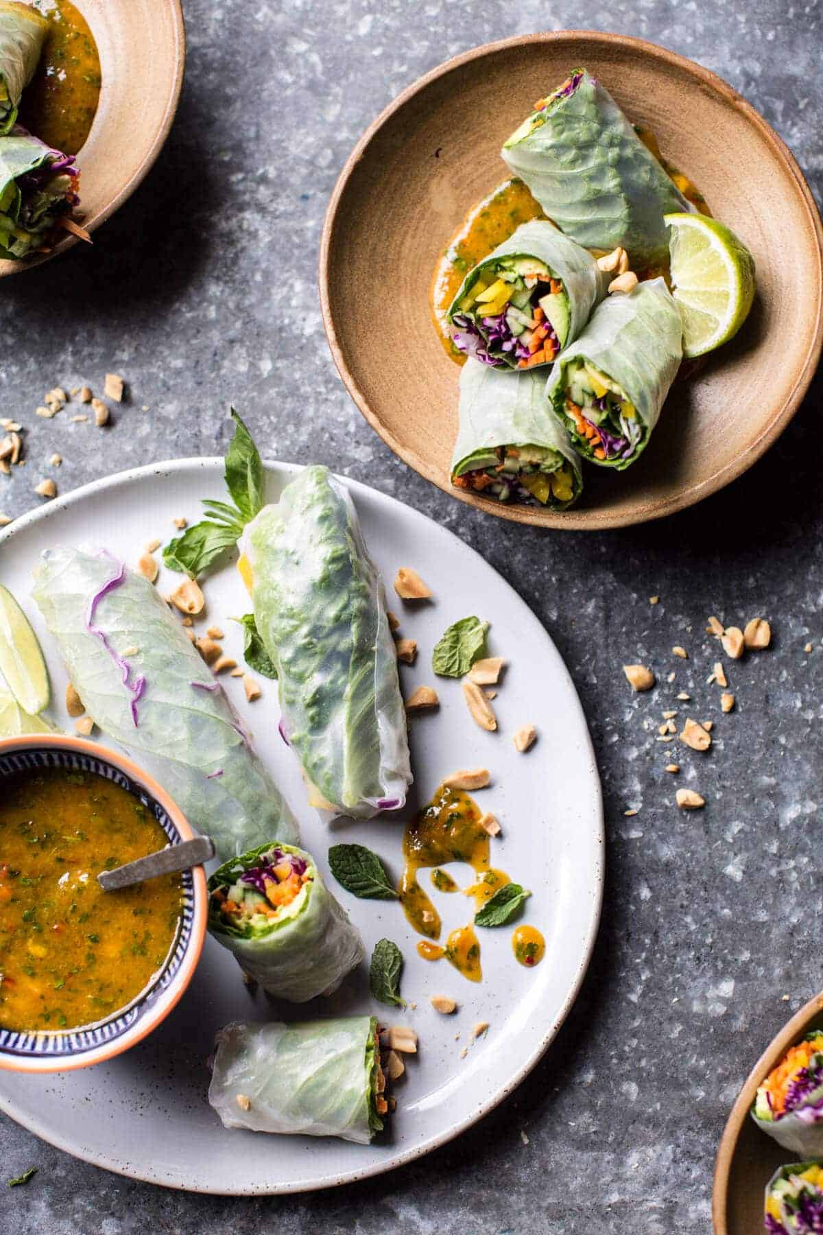 Avocado Veggie Spring Rolls with Sweet Thai Mango Sauce | halfbakedharvest.com @hbharvest