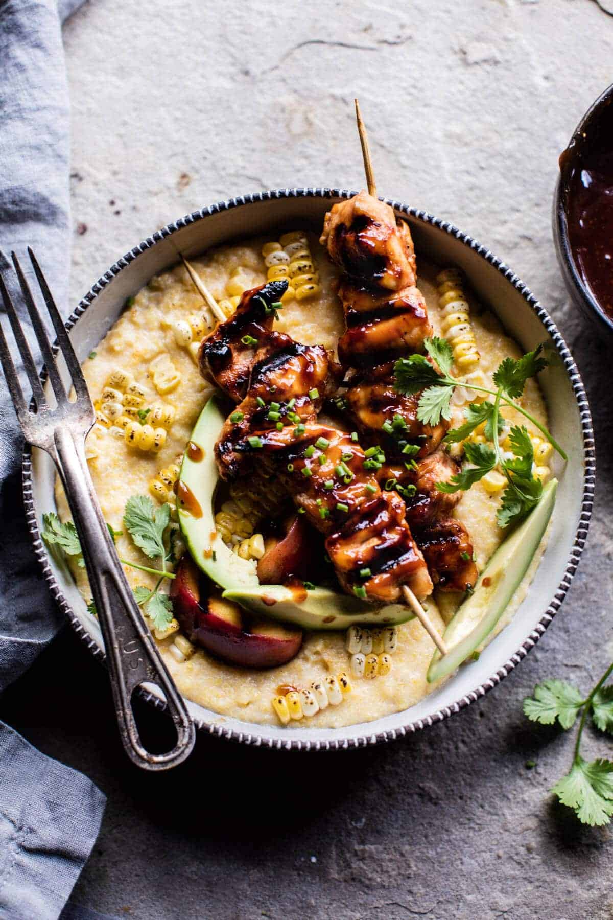 Honey BBQ Chicken and Charred Corn Polenta | halfbakedharvest.com @hbharvest