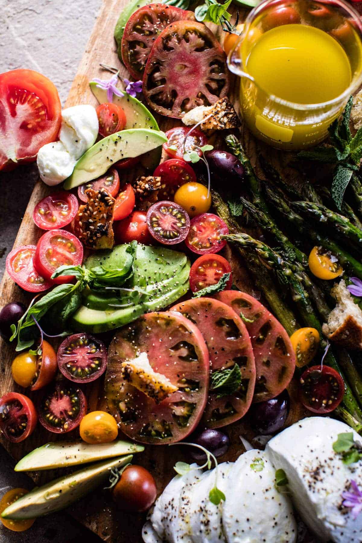 Panzanella Style Caprese Asparagus Salad | halfbakedharvest.com @hbharvest