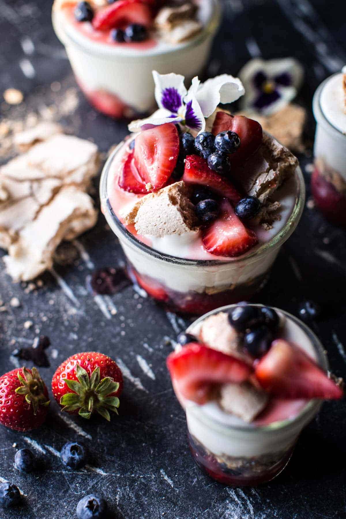 Very Berry Cheesecake Ice Cream Pavlova Jars | halfbakedharvest.com @hbharvest