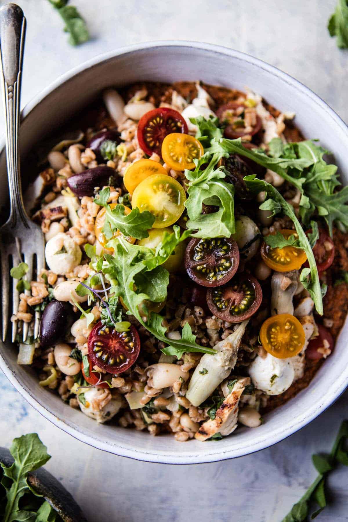 Mediterranean Chicken and Farro Salad | halfbakedharvest.com @hbharvest
