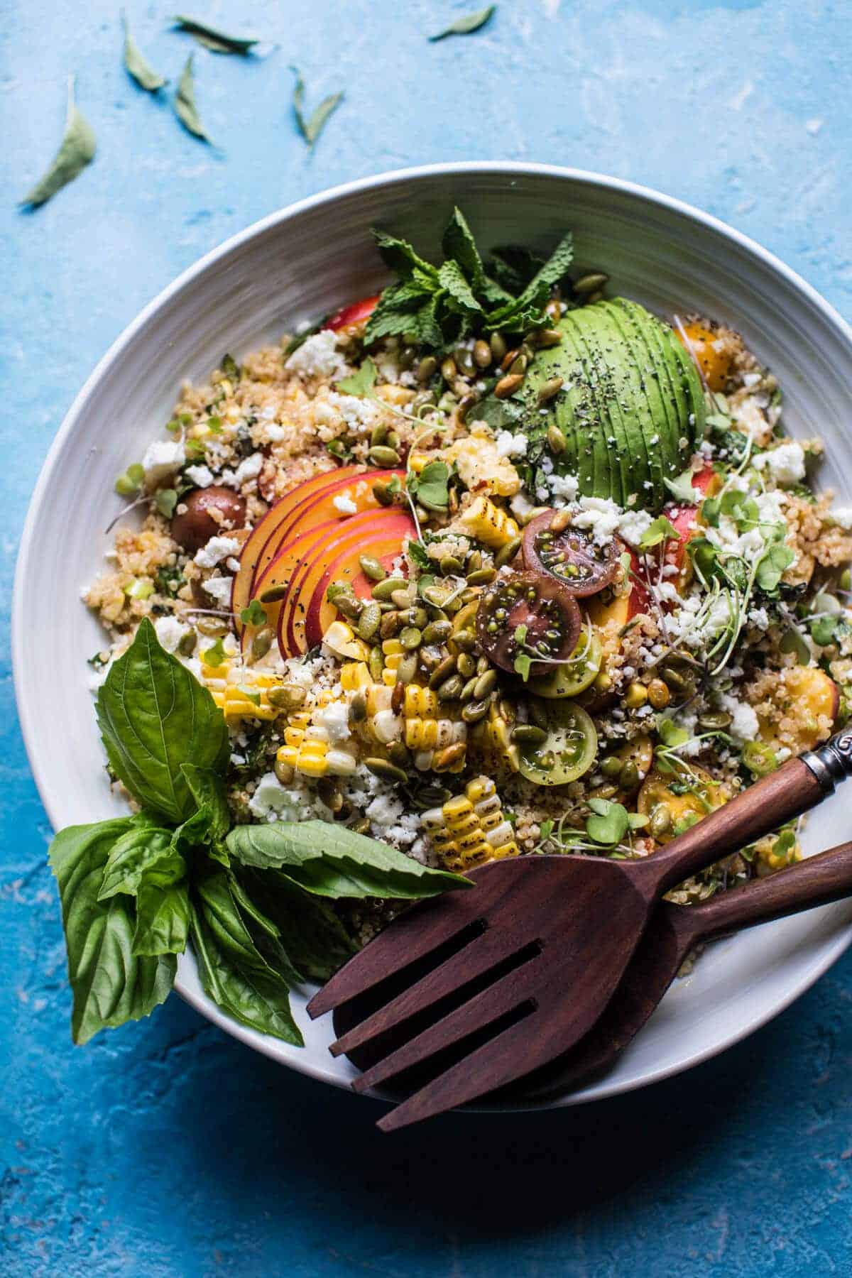 Thai Grilled Corn and Peach Quinoa Salad | halfbakedharvest.com @hbharvest