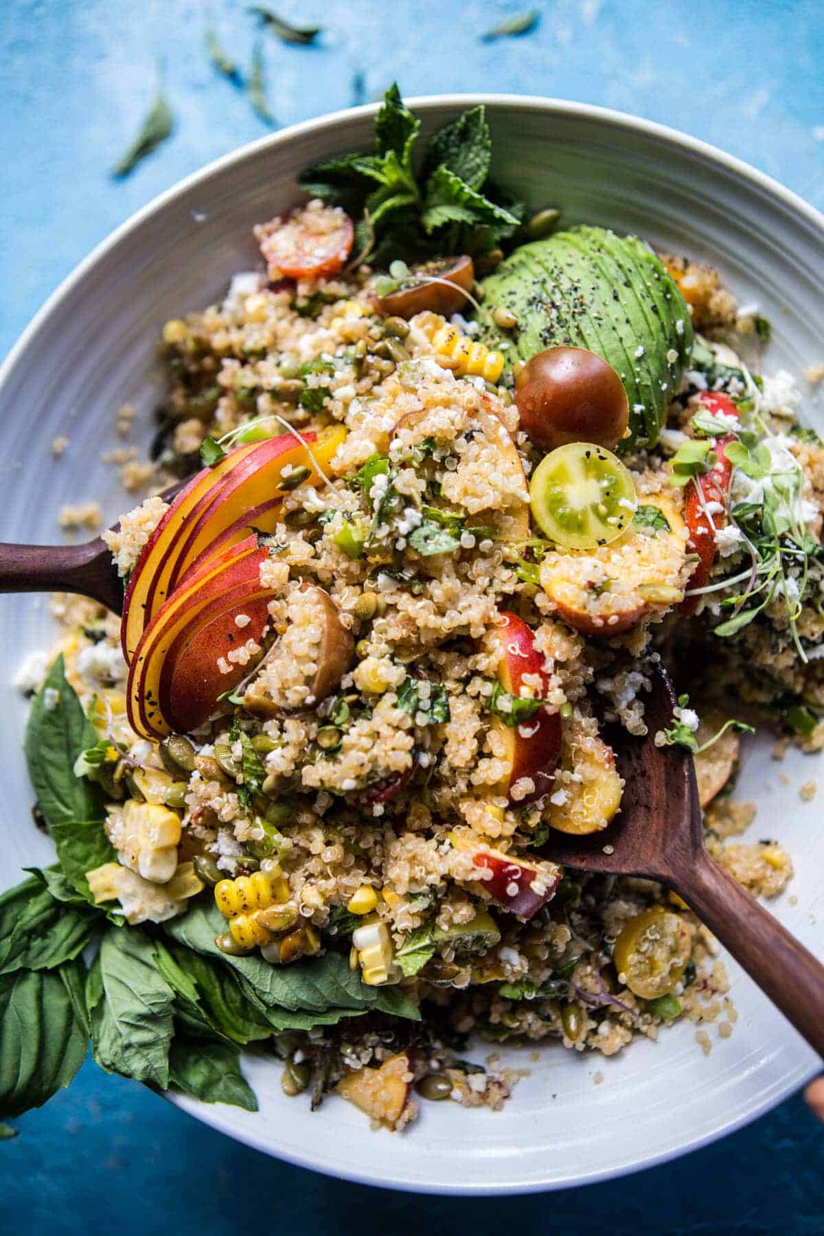 Thai Grilled Corn and Peach Quinoa Salad | halfbakedharvest.com @hbharvest