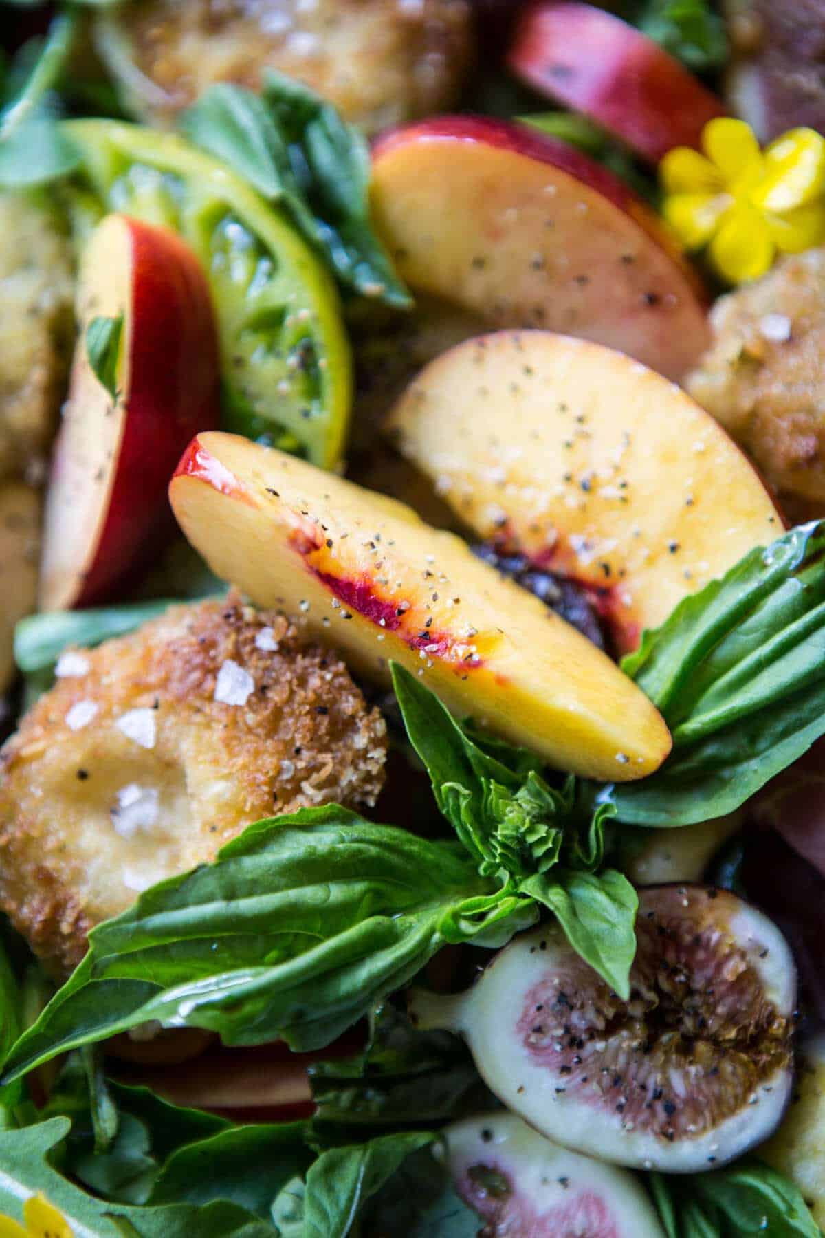 Nectarine and Fried Mozzarella Caprese Salad | halfbakedharvest.com @hbharvest