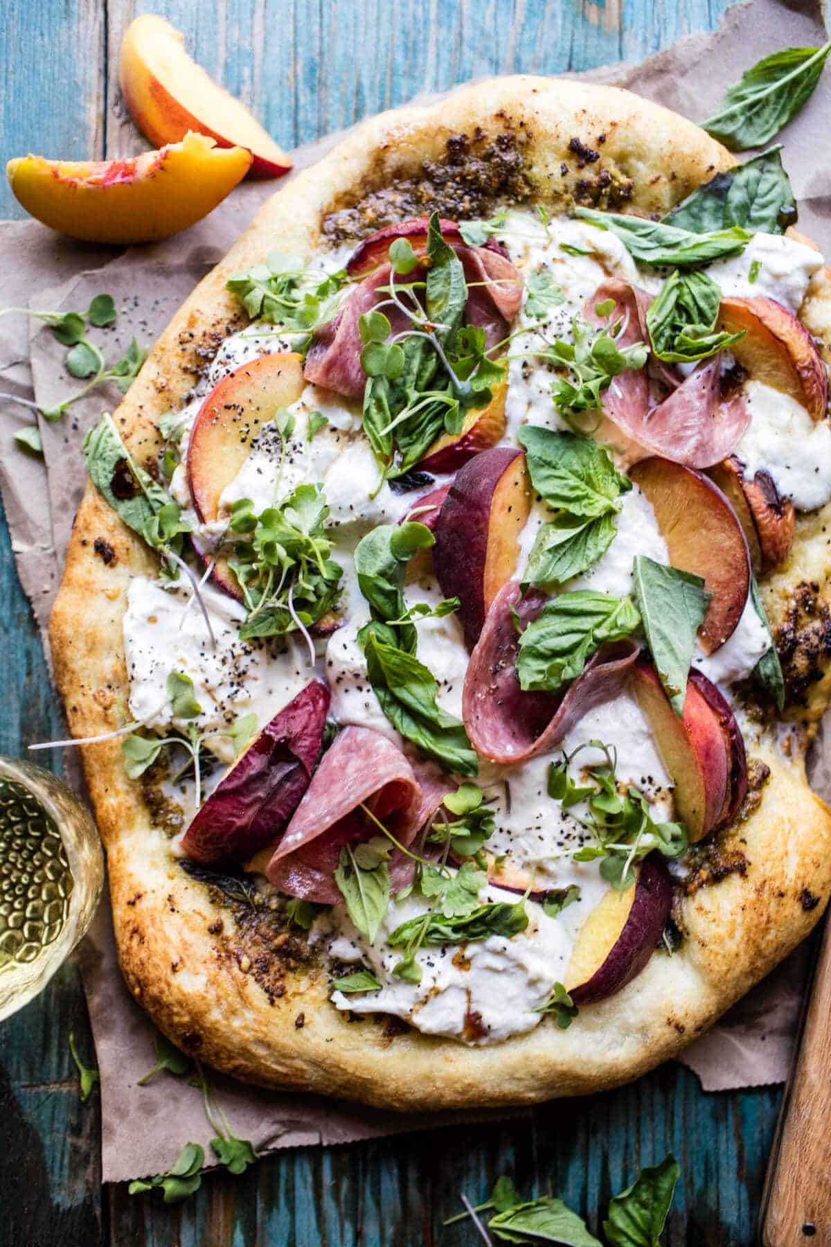 Peach Burrata Pizza with Honey Balsamic | halfbakedharvest.com @hbharvest