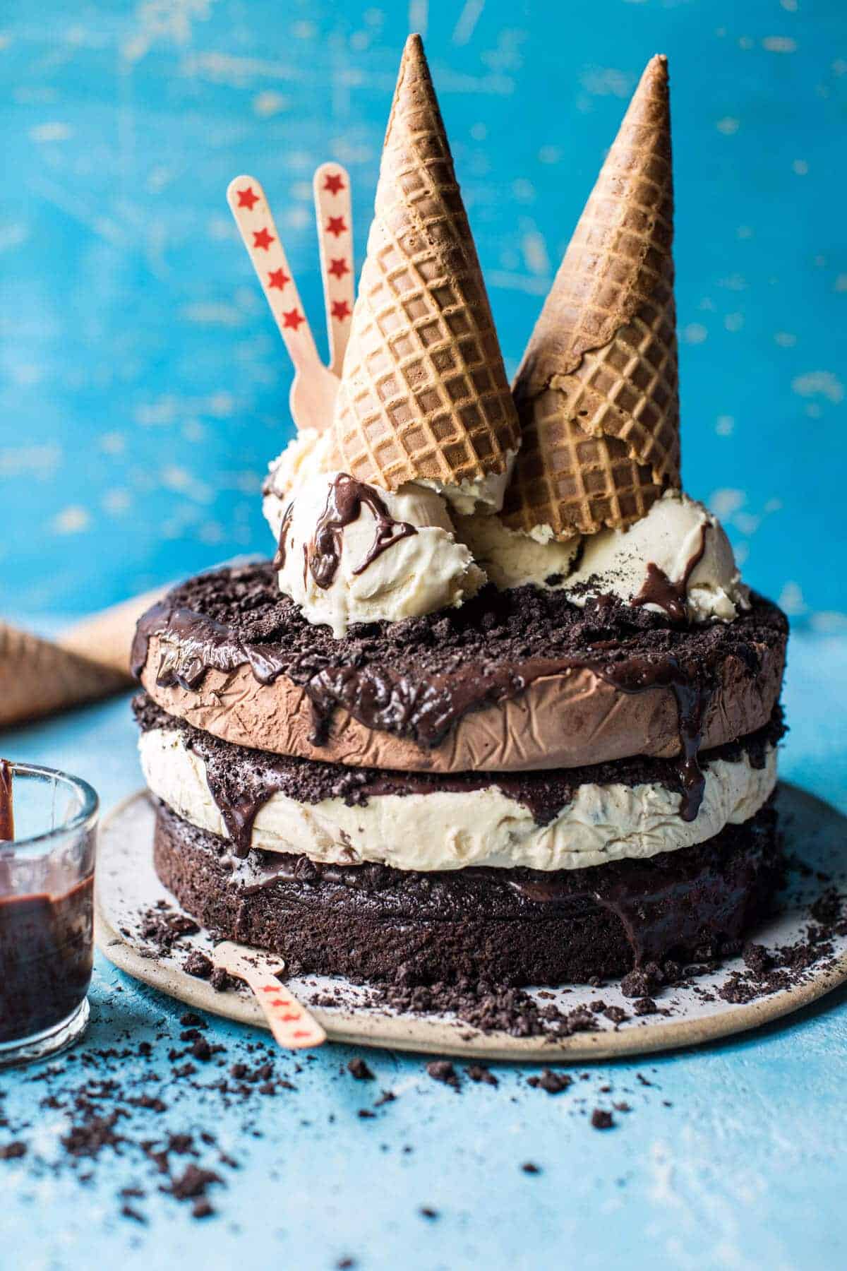 Triple Layer Chocolate Fudge Ice Cream Cake | halfbakedharvest.com @hbharvest