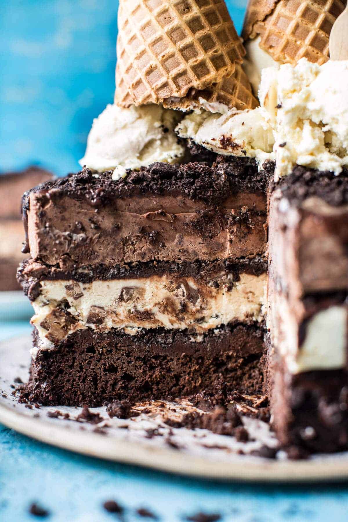 Triple Layer Chocolate Fudge Ice Cream Cake | halfbakedharvest.com @hbharvest