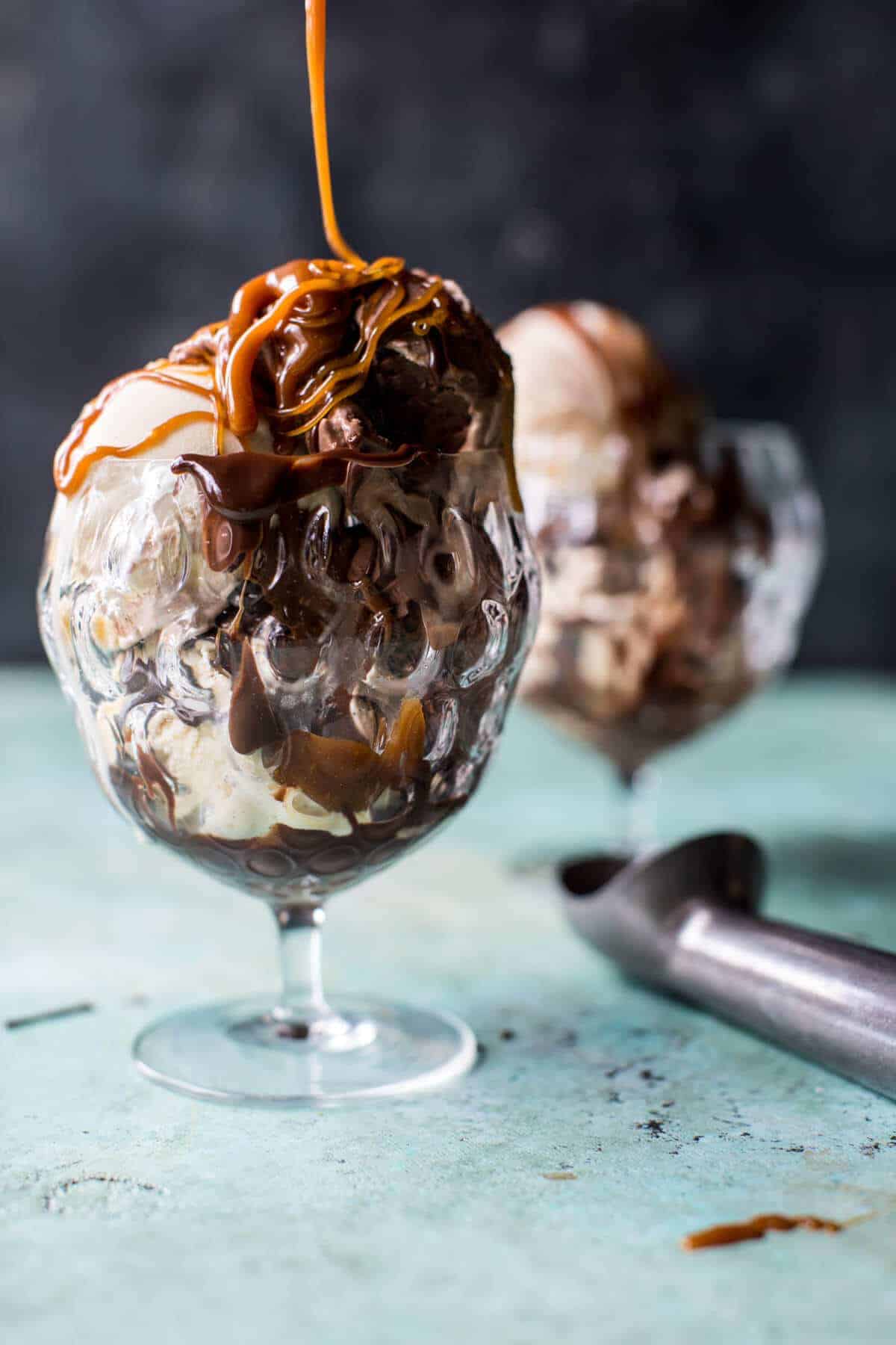 Salted Caramel Chocolate Covered Potato Chip Sundaes | halfbakedharvest.com @hbharvest