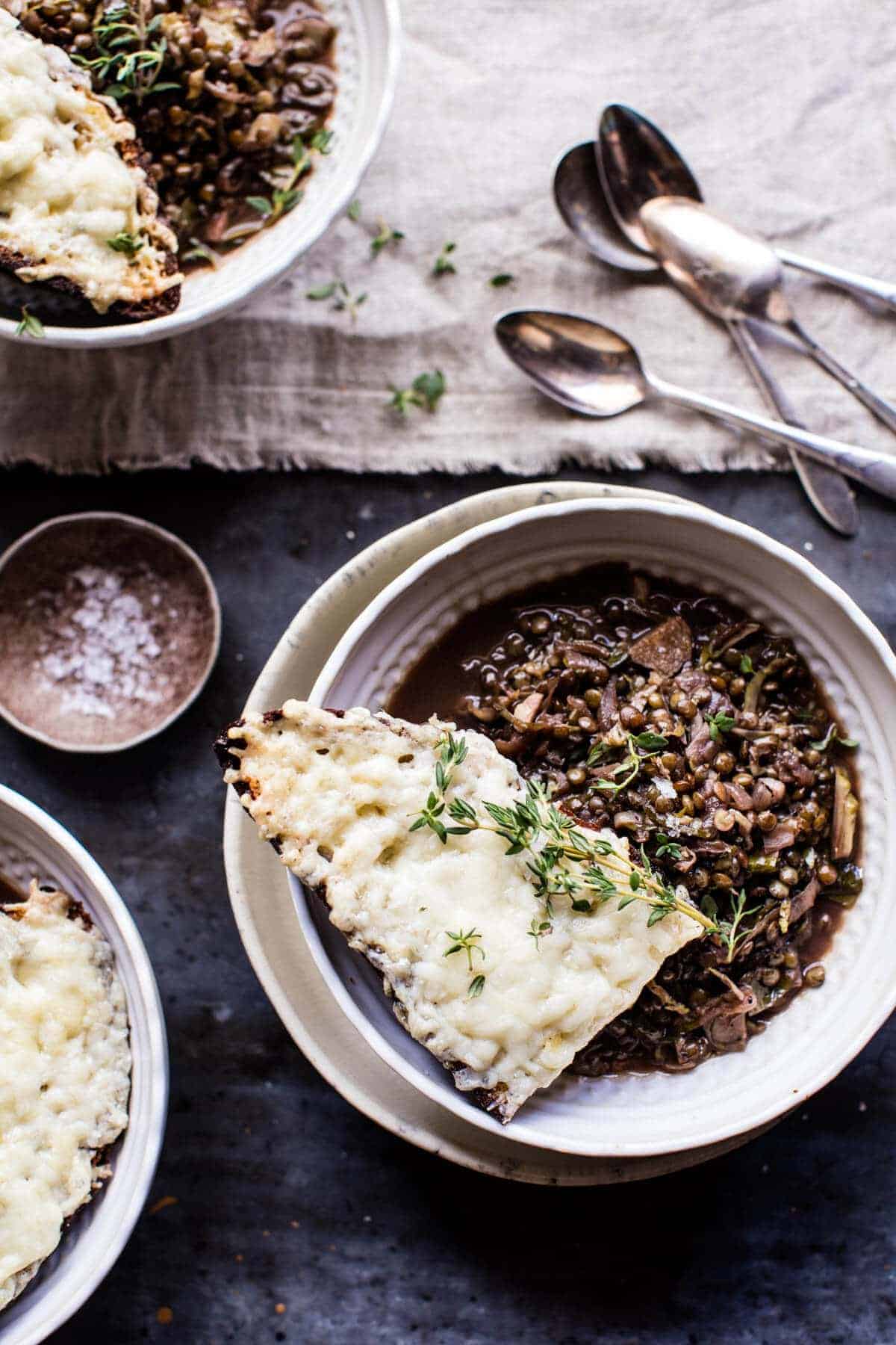 Caramelized Onion French Lentils and Cheesy Toast | halfbakedharvest.com @hbharvest