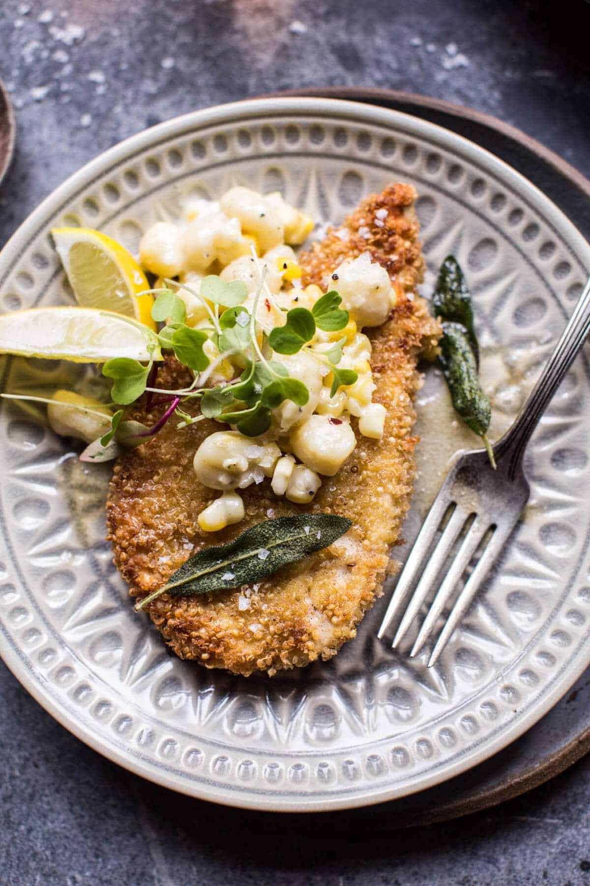 Quinoa Crusted Schnitzel with Creamed Corn Gnocchi | halfbakedharvest.com @hbharvest
