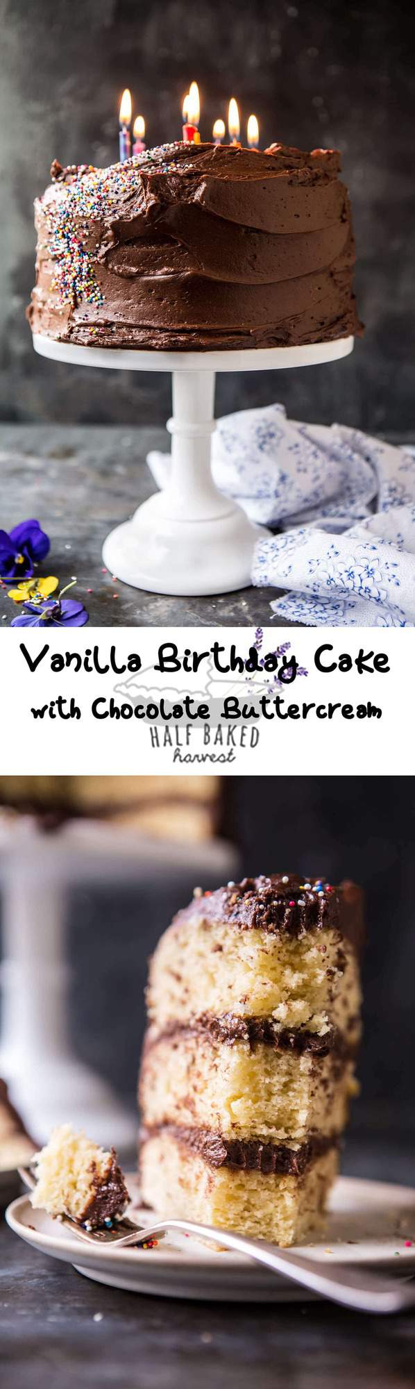 Vanilla Birthday Cake with Whipped Chocolate Buttercream | halfbakedharvest.com @hbharvest