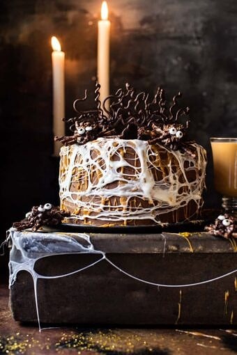 Forbidden Forest Chocolate Butterbeer Cake | halfbakedharvest.com @hbharvest