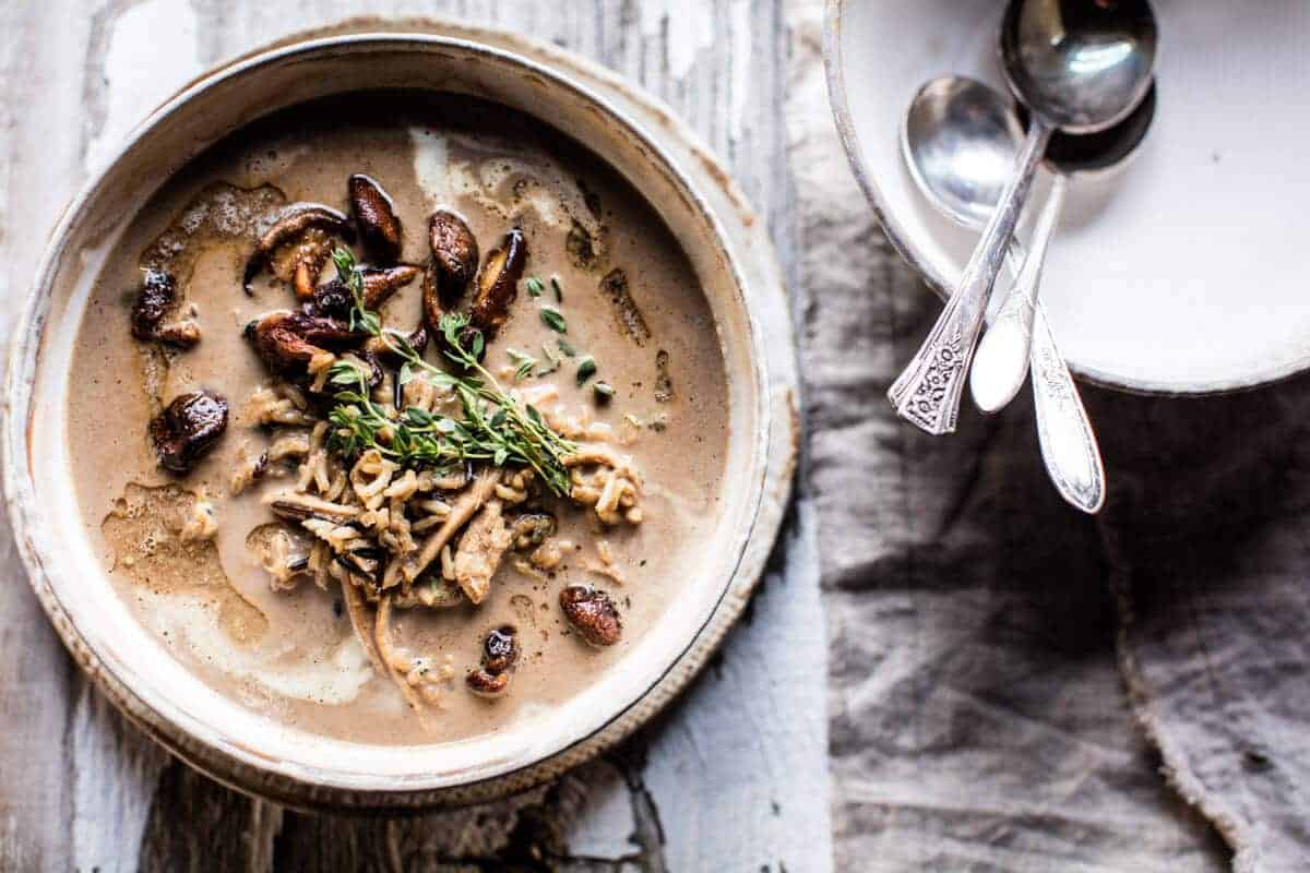 Cream of Mushroom Chicken Wild Rice Soup | halfbakedharvest.com @hbharvest