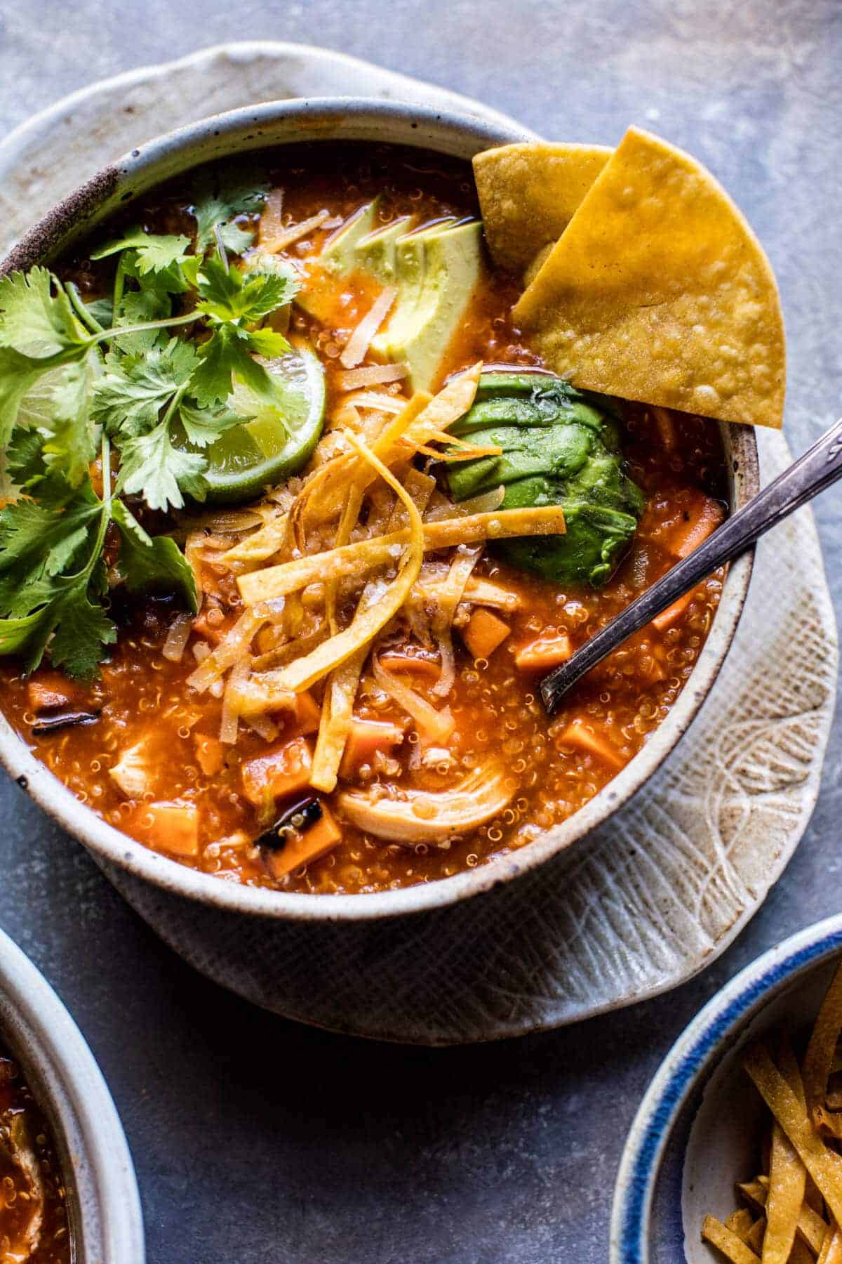 Turkey Enchilada Quinoa Soup | halfbakedharvest.com @hbharvest