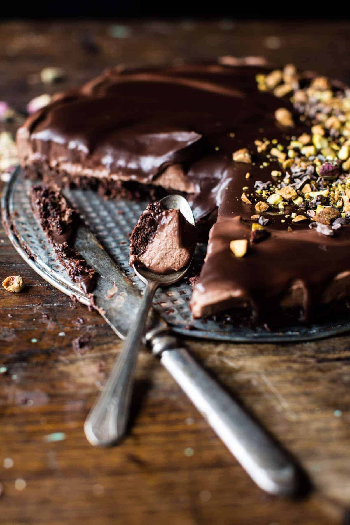 Chocolate Lovers Greek Yogurt Chocolate Mousse Cake | halfbakedharvest.com @hbharvest