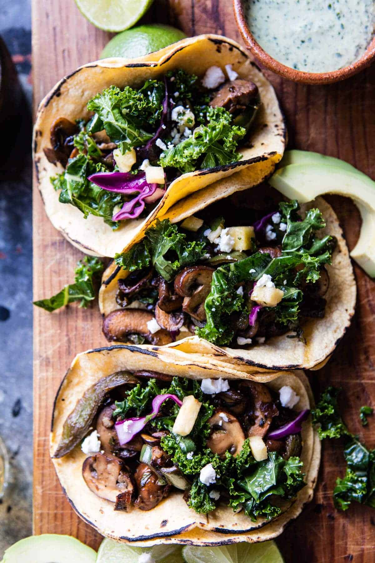 Poblano Mushroom Tacos with Cilantro Yogurt Sauce | halfbakedharvest.com @hbharvest