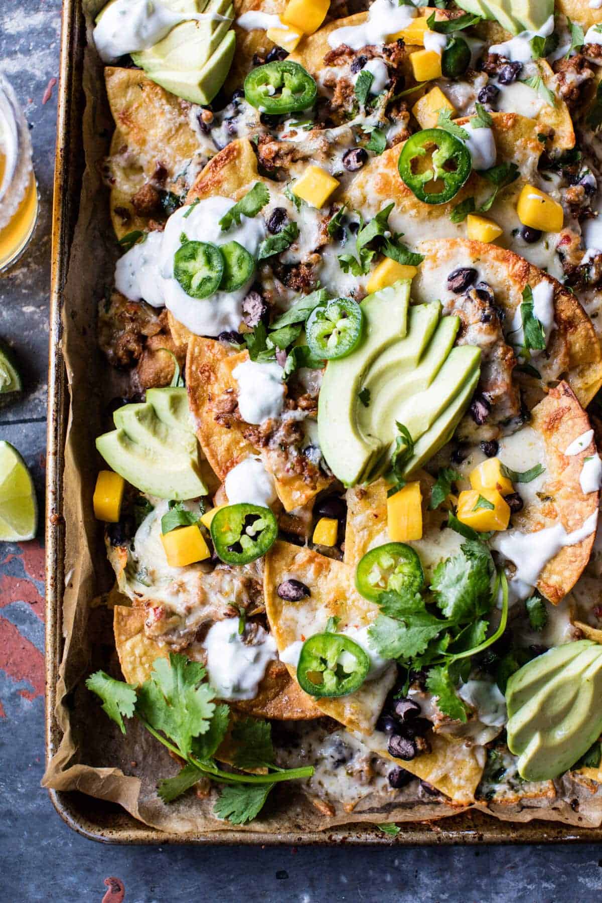 Black Bean Turkey Nachos with Jalapeno Yogurt | halfbakedharvest.com @hbharvest