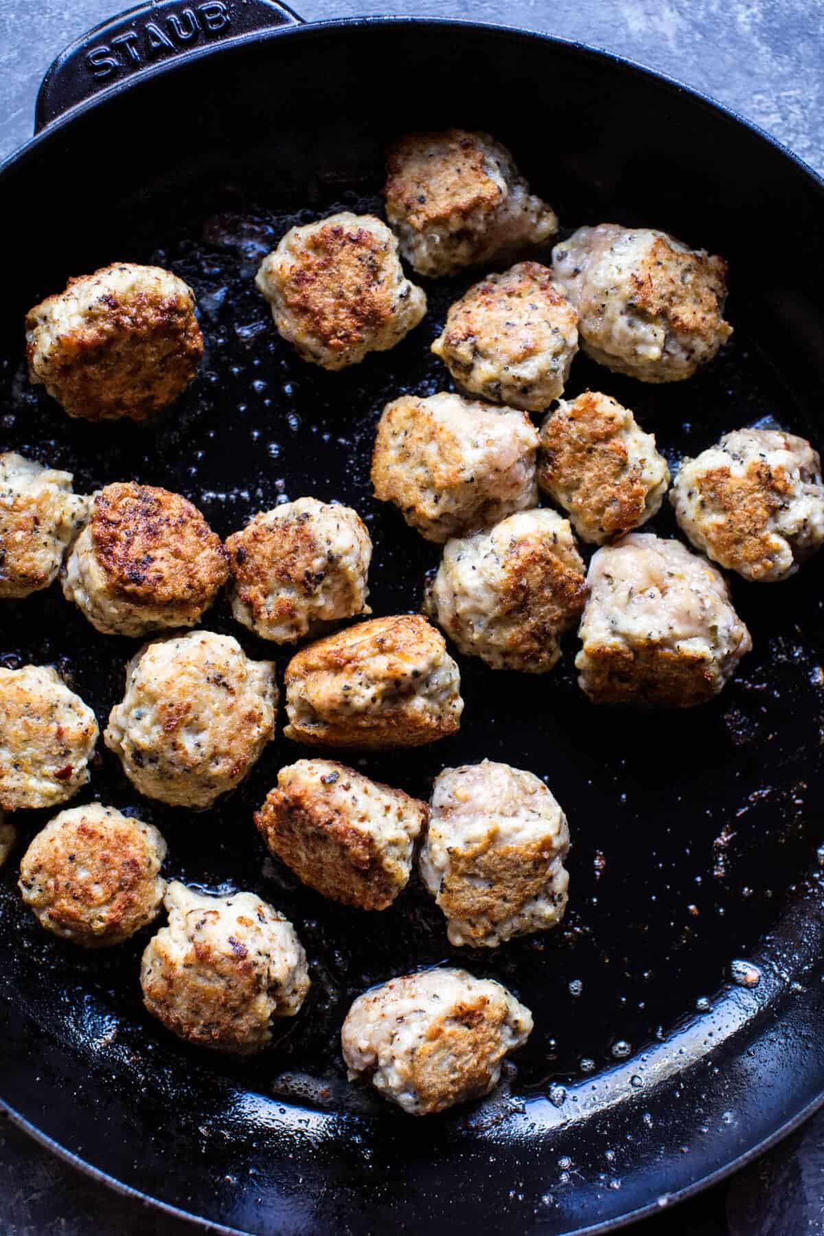 Chicken Parmesan Meatball Crostini | halfbakedharvest.com @hbharvest
