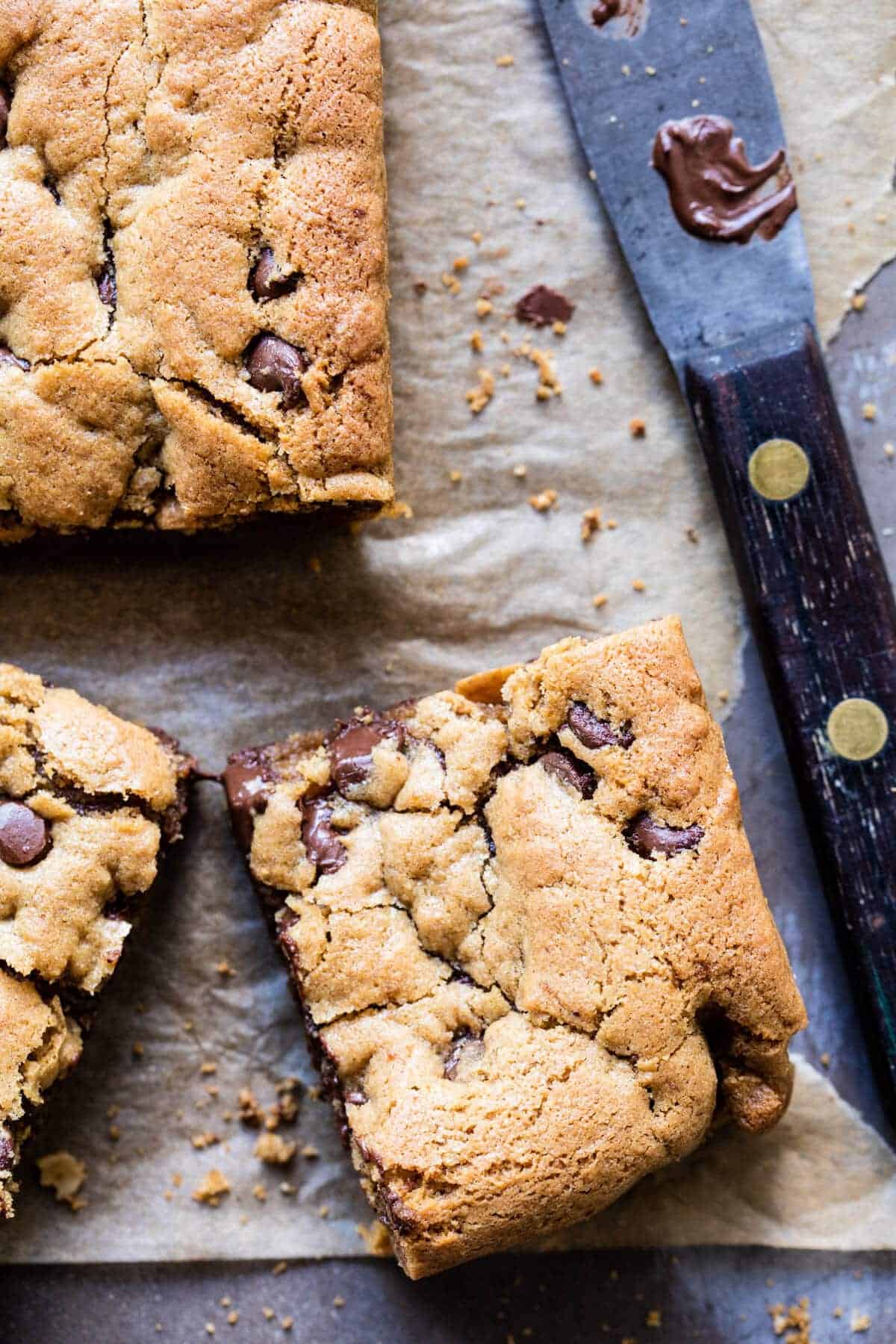Healthy...ish Chocolate Chip Cookie Bars | halfbakedharvest.com @hbharvest