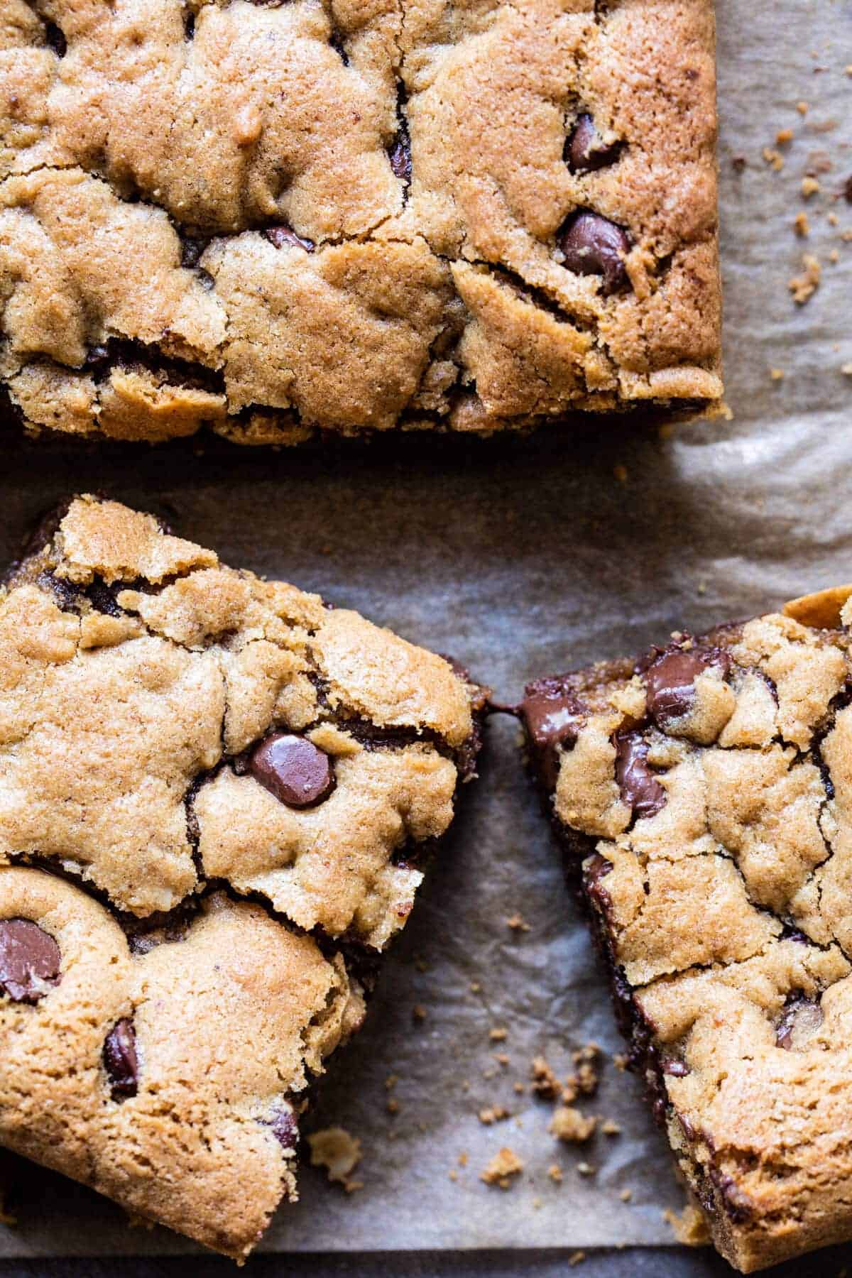 Healthy...ish Chocolate Chip Cookie Bars | halfbakedharvest.com @hbharvest