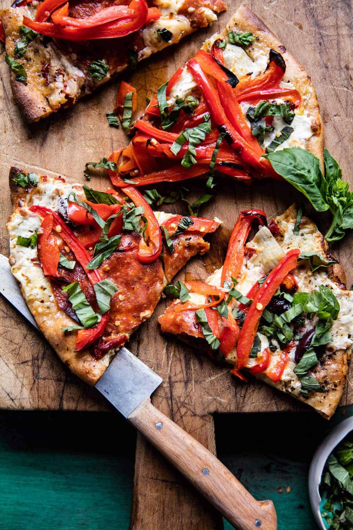 Mediterranean Roasted Red Pepper Pizza | halfbakedharvest.com @hbharvest