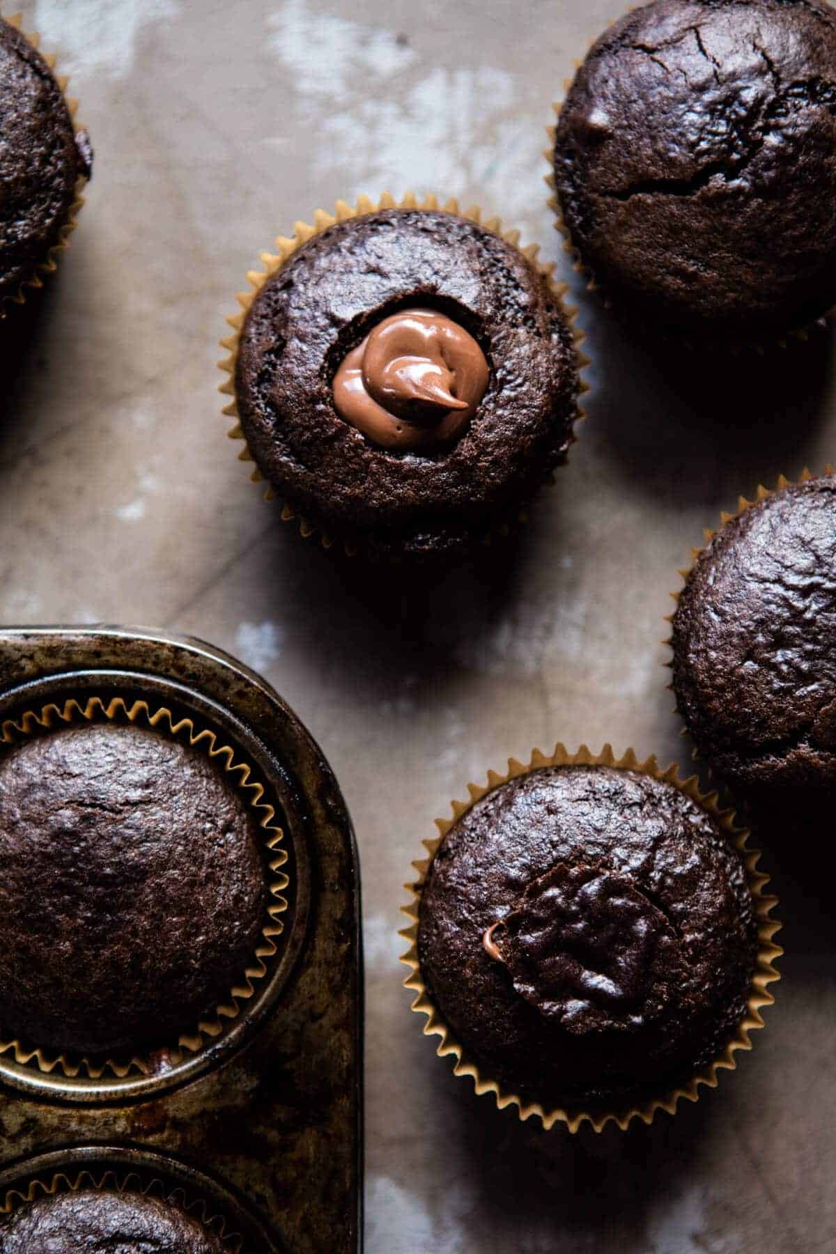 Valentine's Surprise Chocolate High Hat Cupcakes | halfbakedharvest.com @hbharvest