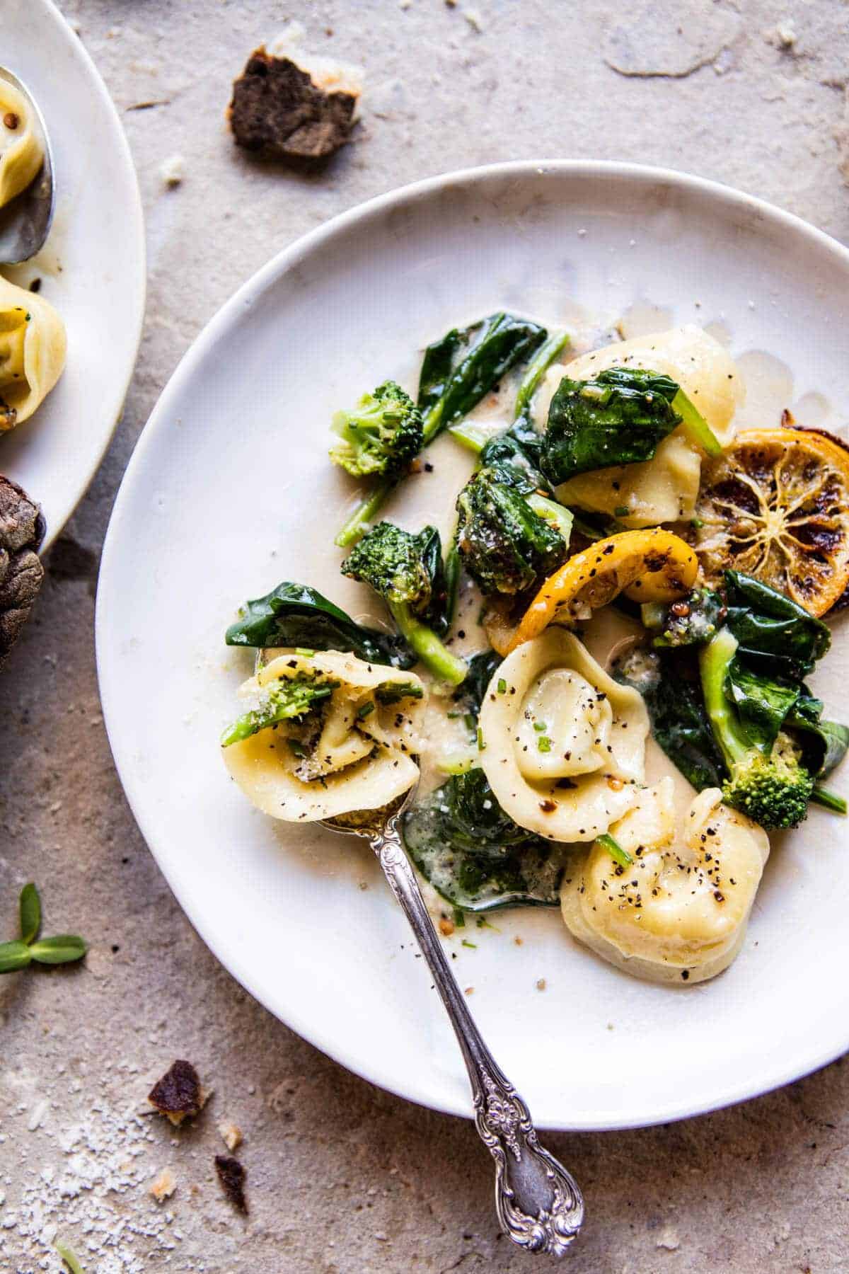 Best Easy Broccoli Cheese Tortellini with Fried Lemon | halfbakedharvest.com @hbharvest