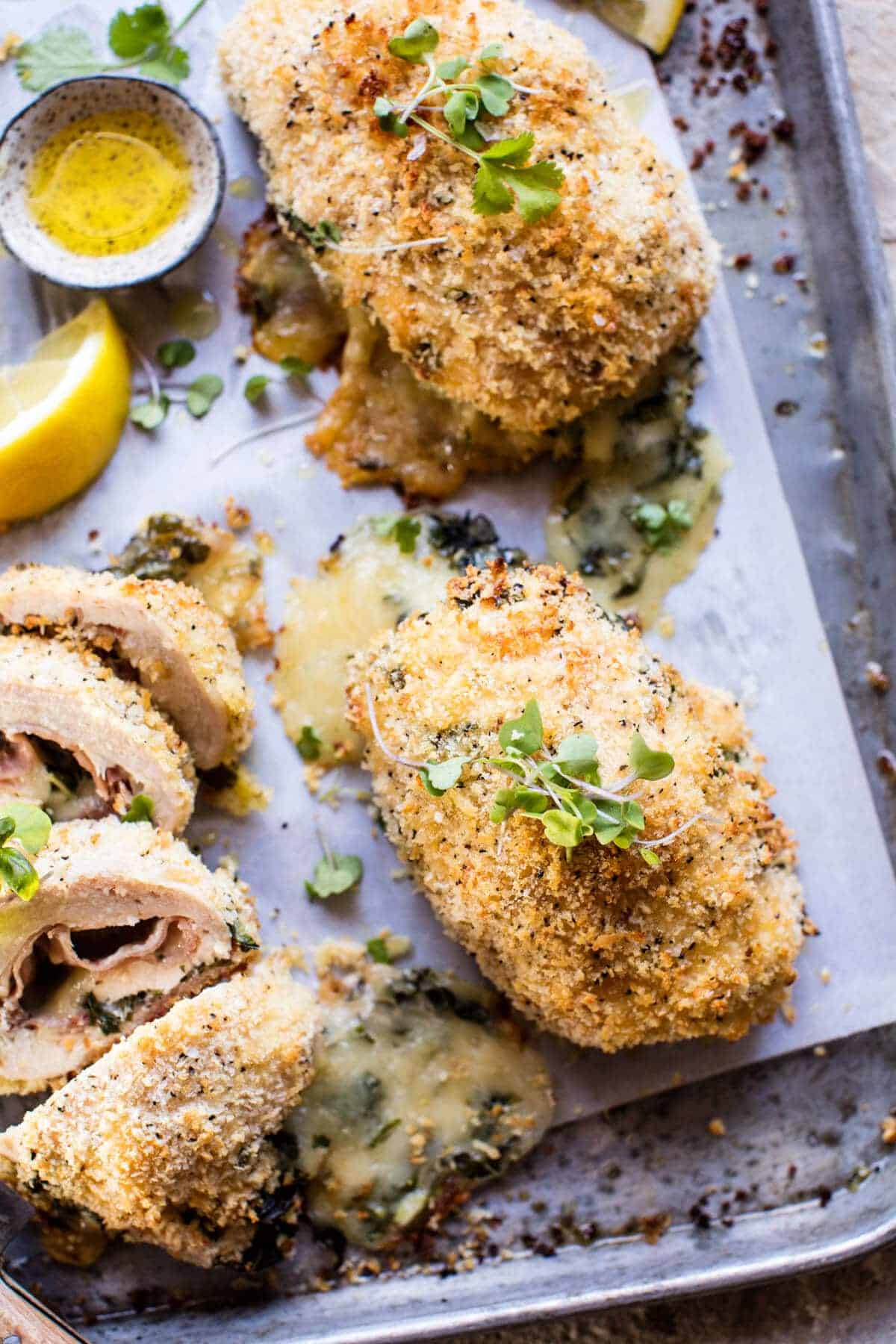 Crispy Baked Basil Chicken Cordon Bleu | halfbakedharvest.com @hbharvest